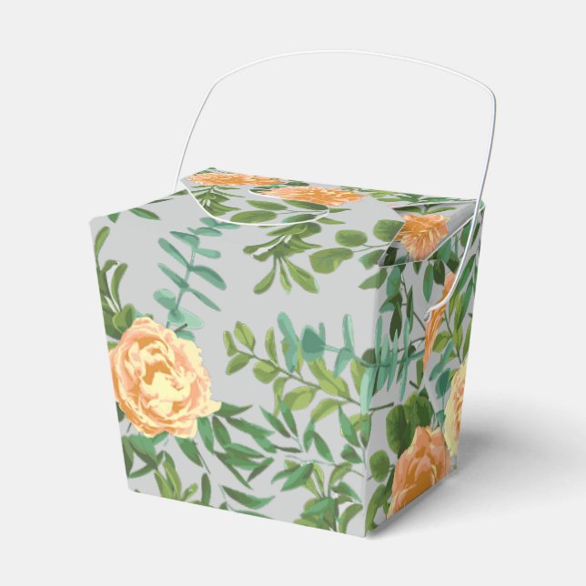 Peach Gray Wedding Vintag Floral Geschenkschachtel (Vorderseite)