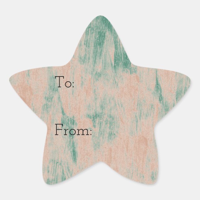 Peach Green Abstrakt Snowflakes Weihnachten Stern-Aufkleber (Vorderseite)