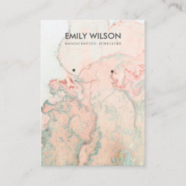 PEACH GREEN AGATE MARBLE EARRING DISPLAY CARD VISITENKARTE