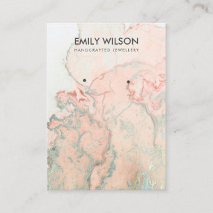 PEACH GREEN AGATE MARBLE EARRING DISPLAY CARD VISITENKARTE