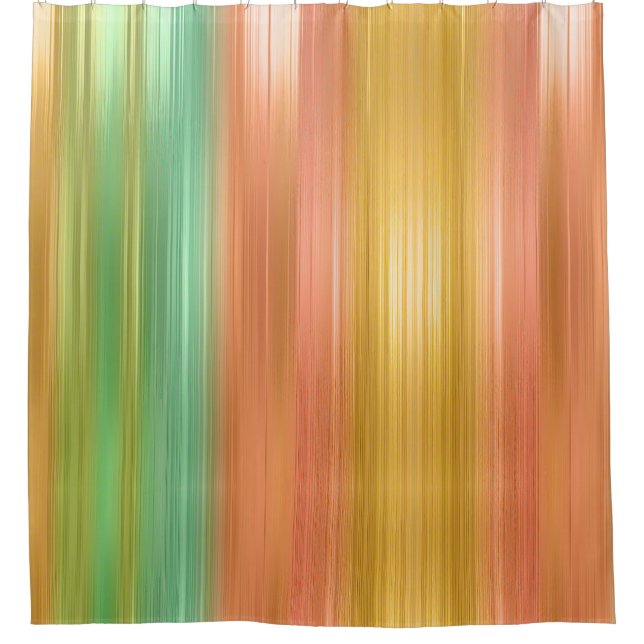Peach Green Gold Streifen Duschvorhang (Vorderseite)