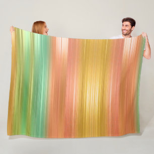 Peach Green Gold Streifen Fleece Blanket