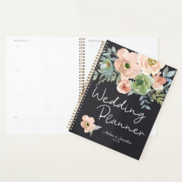 Peach Green Navy Pastel Floral Hochzeitsplaner Planer