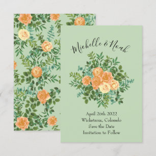 Peach Green Wedding Spring Pastel Einladung