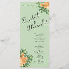 Peach Green Wedding Spring Pastel Floral Menükarte