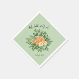 Peach Green Wedding Spring Pastel Floral Serviette