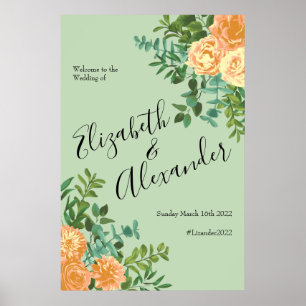 Peach Green Wedding Spring Pastel Poster