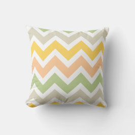 Peach Green Yellow White Zigzag Zickzack Muster Kissen