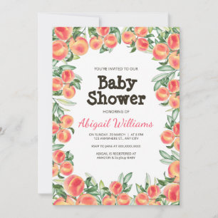 Peach Greenerenery Lush Spring Fruit Baby Dusche Einladung