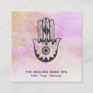*~* Peach Hamsa Hand Fatima Kraters of Moon Quadratische Visitenkarte