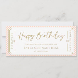 Peach Happy Birthday Geschenkgutschein Karte