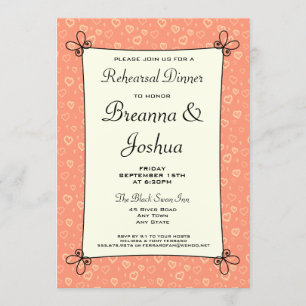 Peach Hearts Dîner de répétition Motif Invitation