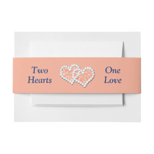 Peach Hearts Wedding Invitation Bly Band