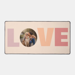 Peach Hund Foto Liebe Typografie Desk Mat Schreibtischunterlage