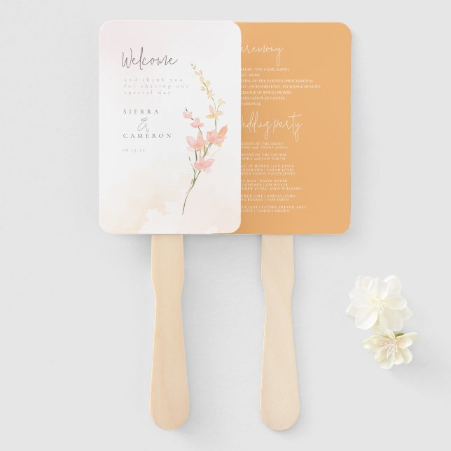 Peach ID1023 - Hochzeitsprogramm für sonnige Wildb Fächer (Vorne und Hinten)