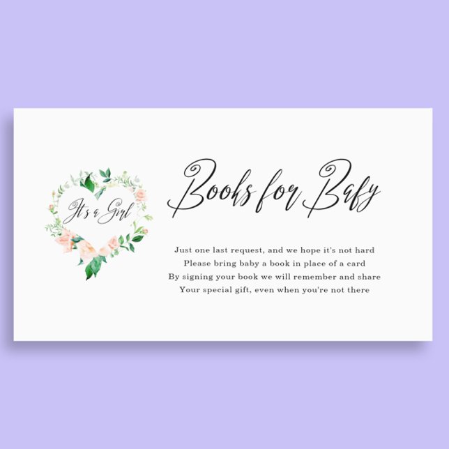 Peach It is a Girl Books for Baby Shower Begleitkarte (Von Creator hochgeladen)