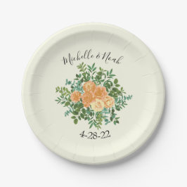 Peach Ivory Hochzeit Vintage Rose Pappteller