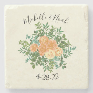 Peach Ivory Hochzeit Vintage Rose Steinuntersetzer