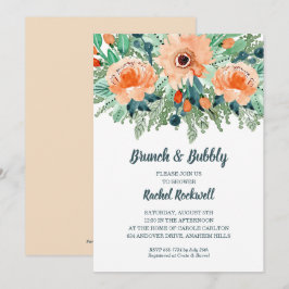Peach Jade Aquamarin Floral Brautparty lädt ein