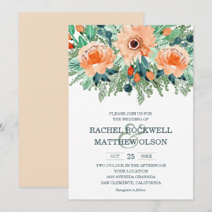 Peach Jade Aquamarin Floral Watercolor Hochzeit Ei