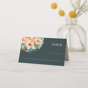 Peach Jade Aquamarin Watercolor Wedding Placecards Platzkarte