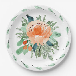 Peach Jade Hochzeit mit Aquamariner Wasserfarbe Pappteller