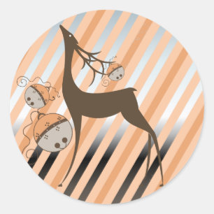 Peach Jingle Bells Strip Round Sticker