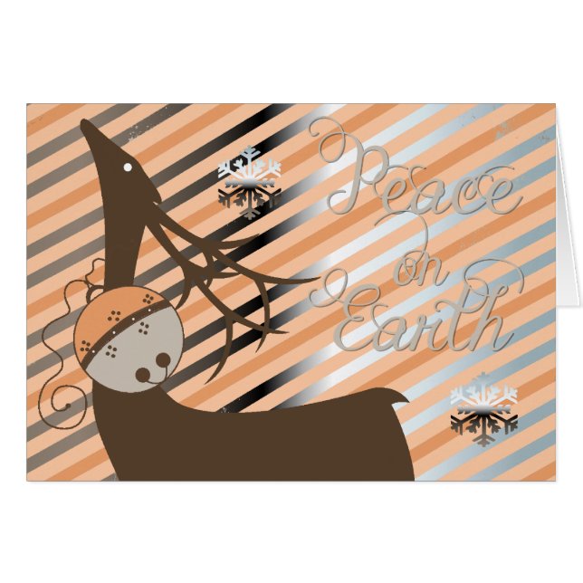 Peach Jingle Bells Strip Weihnachtsgrüßkarte (Vorderseite (Horizontal))