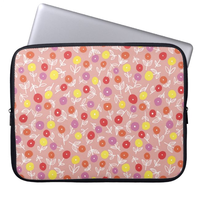 Peach Kids Floral Laptopschutzhülle (Vorderseite)