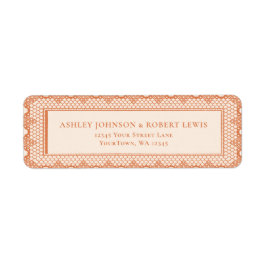 Peach Lace Wedding Invitation Return Address
