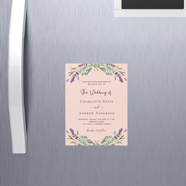 Peach lavender violetten Florals Luxus Hochzeit Magneteinladung (Von Creator hochgeladen)