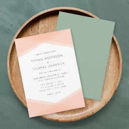Peach Layered Geometric & Light Sage Wedding Einladung