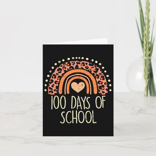 Peach Leopard Rainbow 100 Days School Niedlich 100 Karte (Vorderseite)