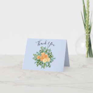 Peach Light Blue Peony & Rose Floral Vielen Dank Dankeskarte