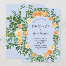 Peach Light Blue Wedding Rose Blues Einladung