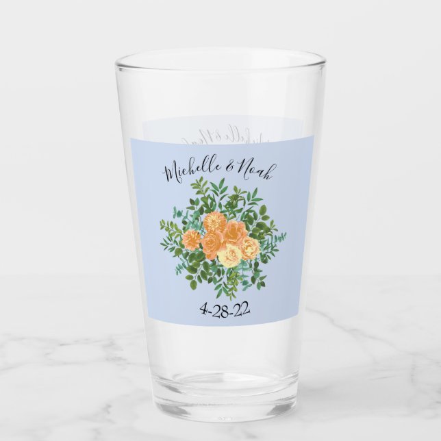 Peach Light Blue Wedding Rose Blues Glas (Vorderseite)