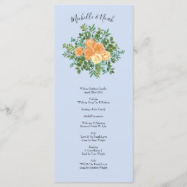 Peach Light Blue Wedding Rose Blues Menükarte