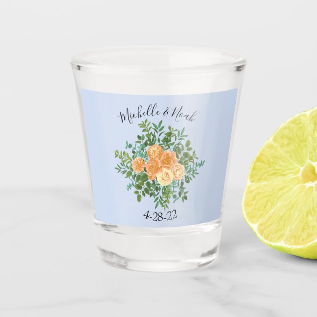 Peach Light Blue Wedding Rose Blues Schnapsglas (Vorderseite)