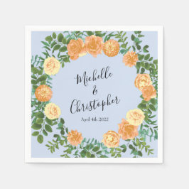 Peach Light Blue Wedding Rose Blues Serviette