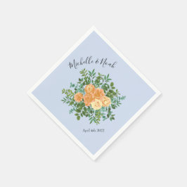 Peach Light Blue Wedding Rose Blues Serviette