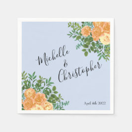 Peach Light Blue Wedding Rose Blues Serviette