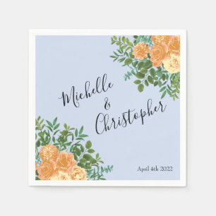 Peach Light Blue Wedding Rose Blues Serviette