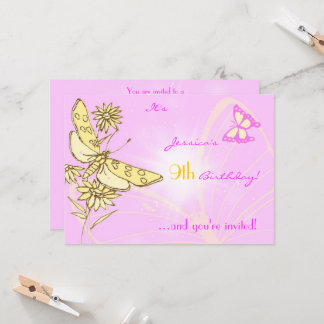 Peach Lila Butterfly Einladungskarte