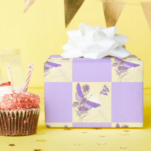 Peach Lila Butterfly Wrapping Paper Geschenkpapier