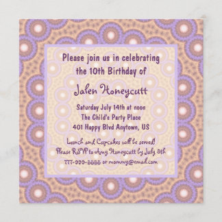Peach & Lilac Circles Geburtstagsparty Einladung