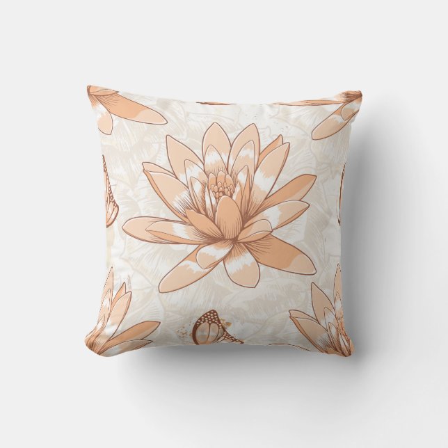 Peach Lotus Blossom Throw Kissen (Vorderseite)