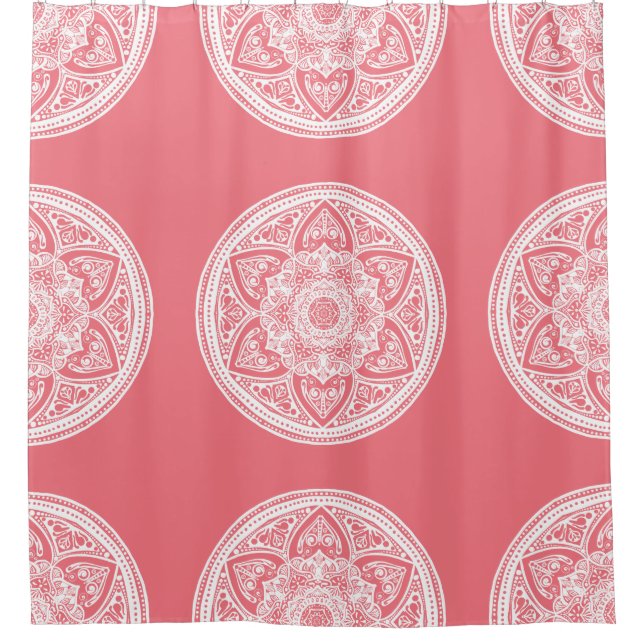 Peach Mandala Duschvorhang (Vorderseite)