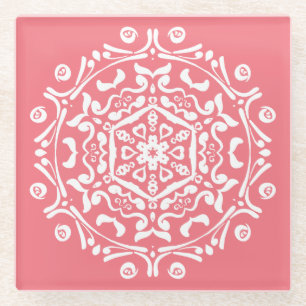 Peach Mandala Glasuntersetzer