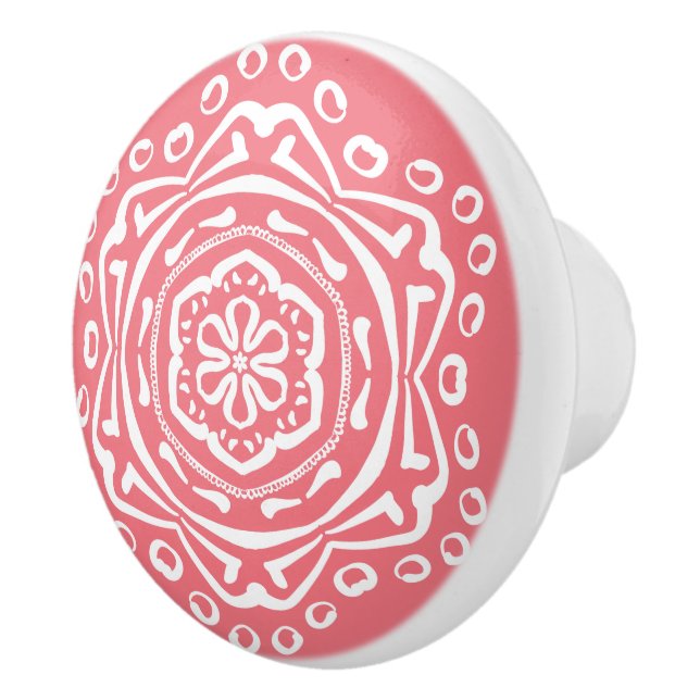Peach Mandala Keramikknauf (Rechts)