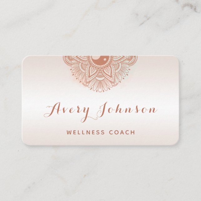Peach Mandala Wellness Coach Moderne Social Media Visitenkarte (Vorderseite)